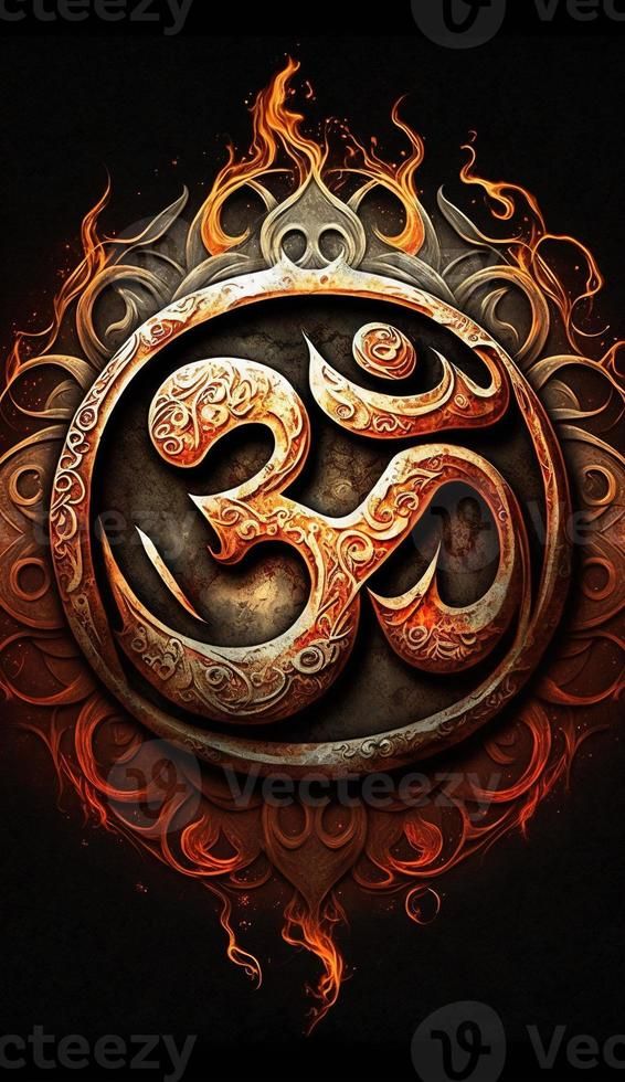 Fiery Om symbol spiritual wallpaper