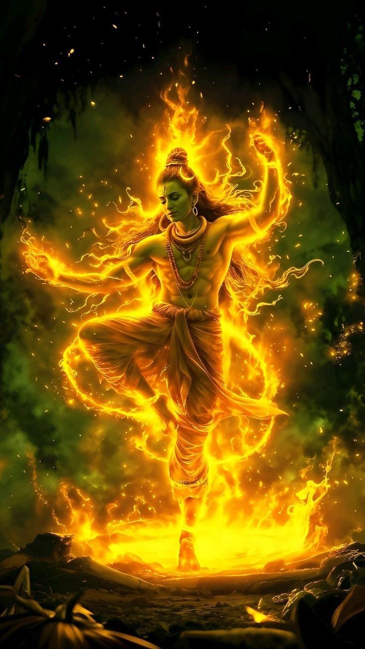 Lord Shiva dancing in fiery form