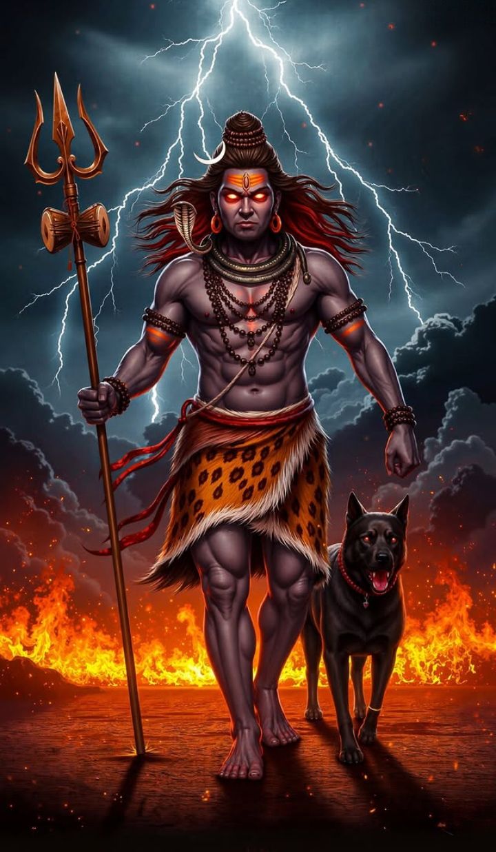 Powerful Shiva descends from stormy skies