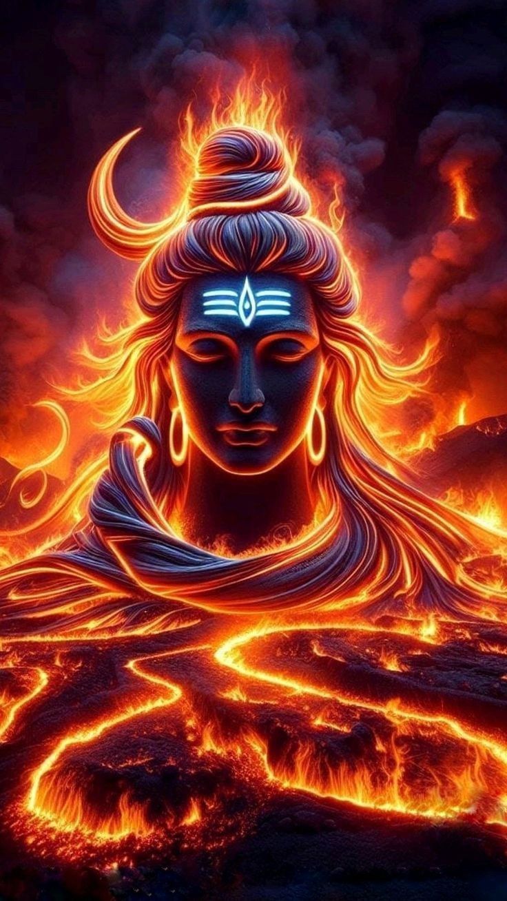 Fiery depiction of Lord Shiva’s face