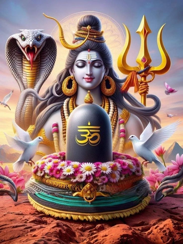 Lord Shiva with Trishul and Om symbol