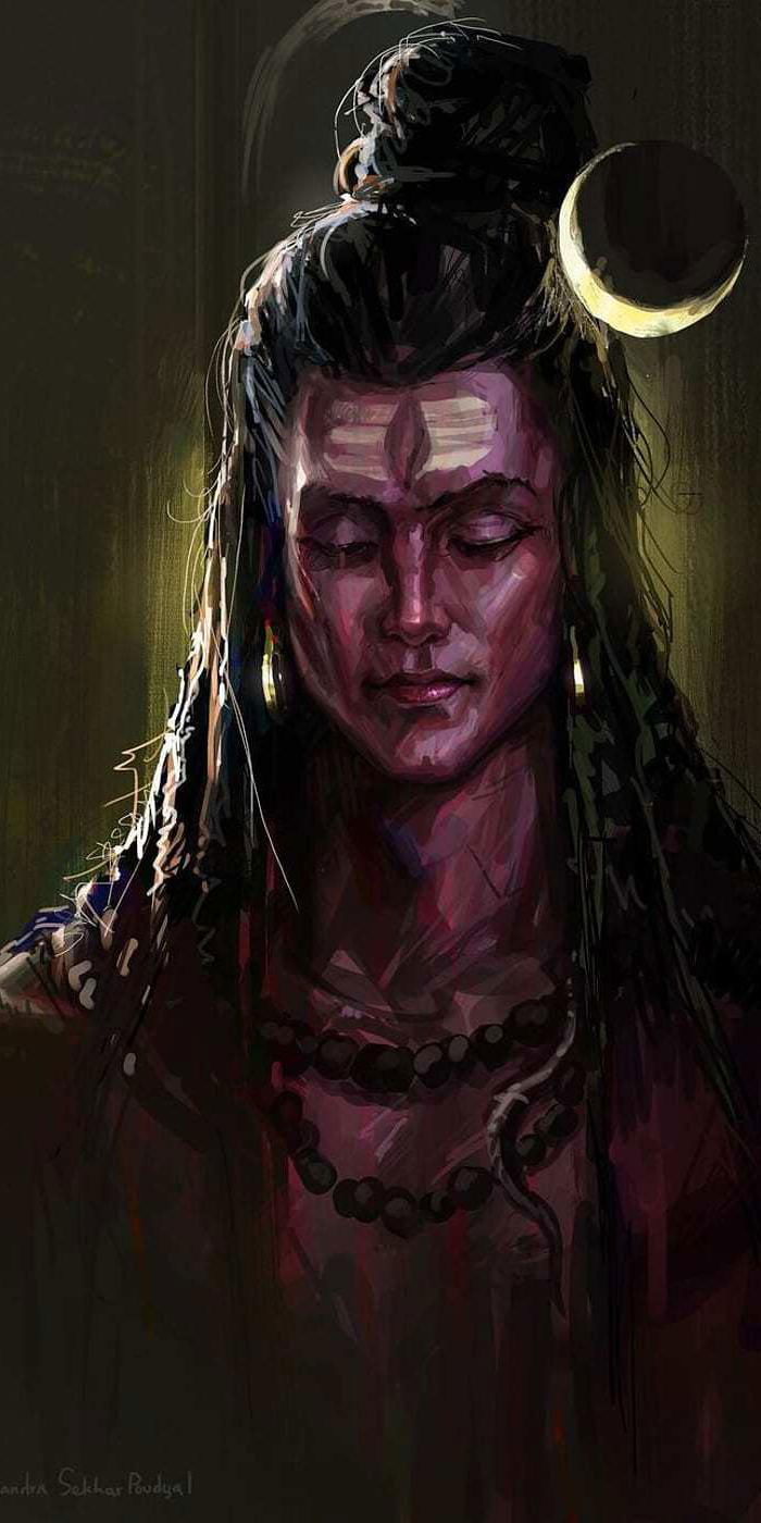 Lord Shiva peaceful portrait digital painting