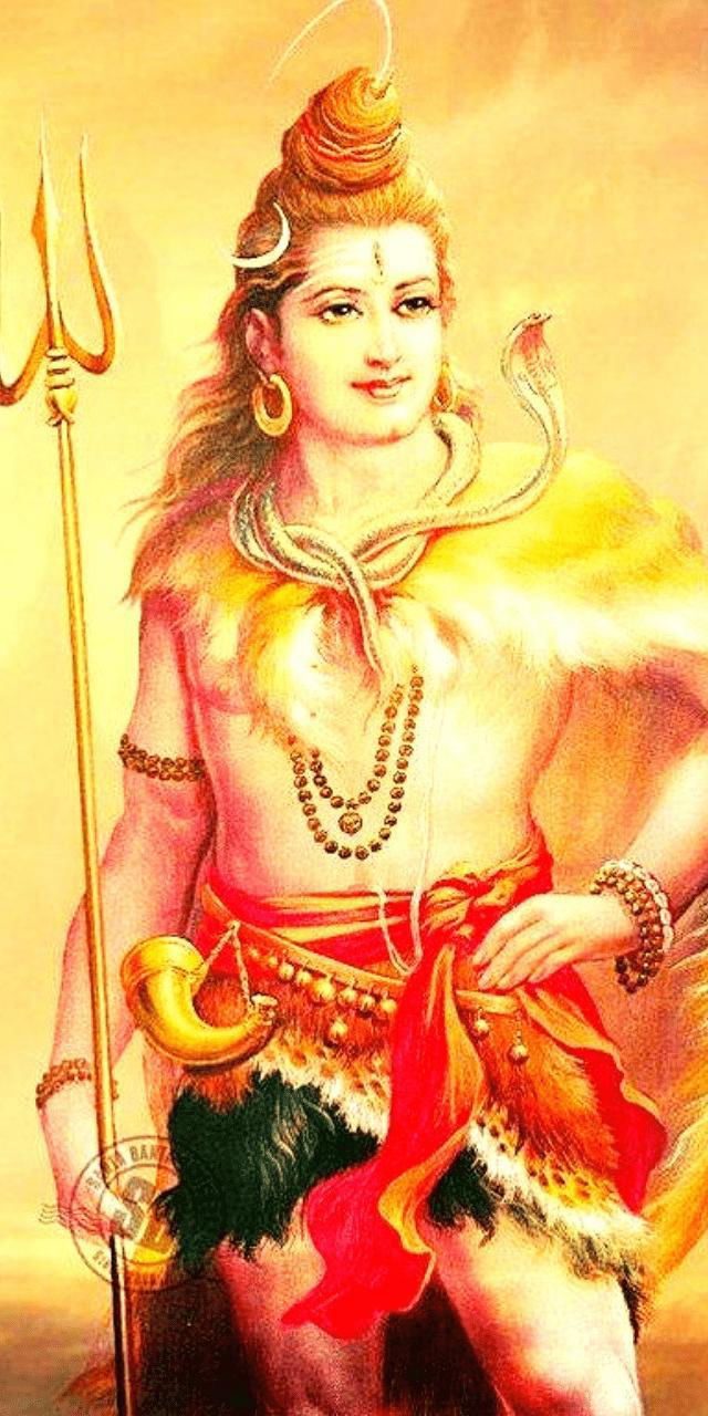 Lord Shiva portrait with trident and serpent