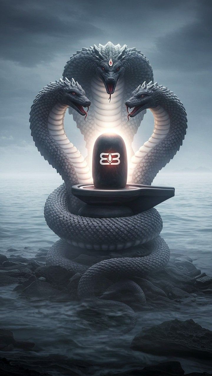 Shiva with serpent and Shivling