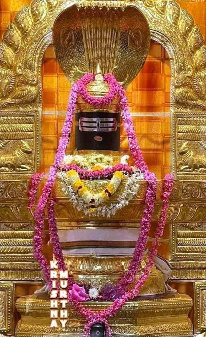 Shiva Lingam adorned with flowers