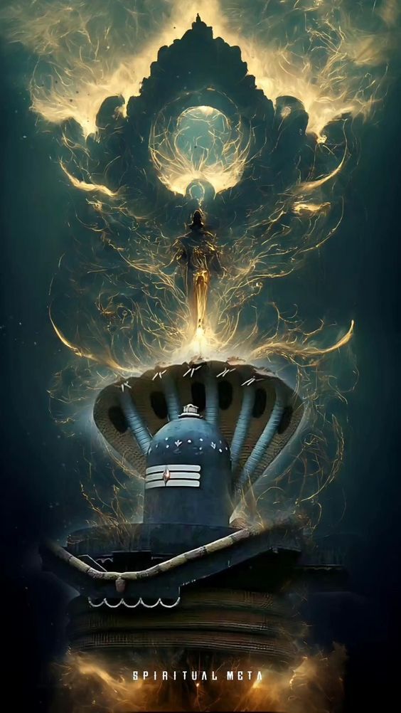 Lord Shiva with serpent and Trishul.