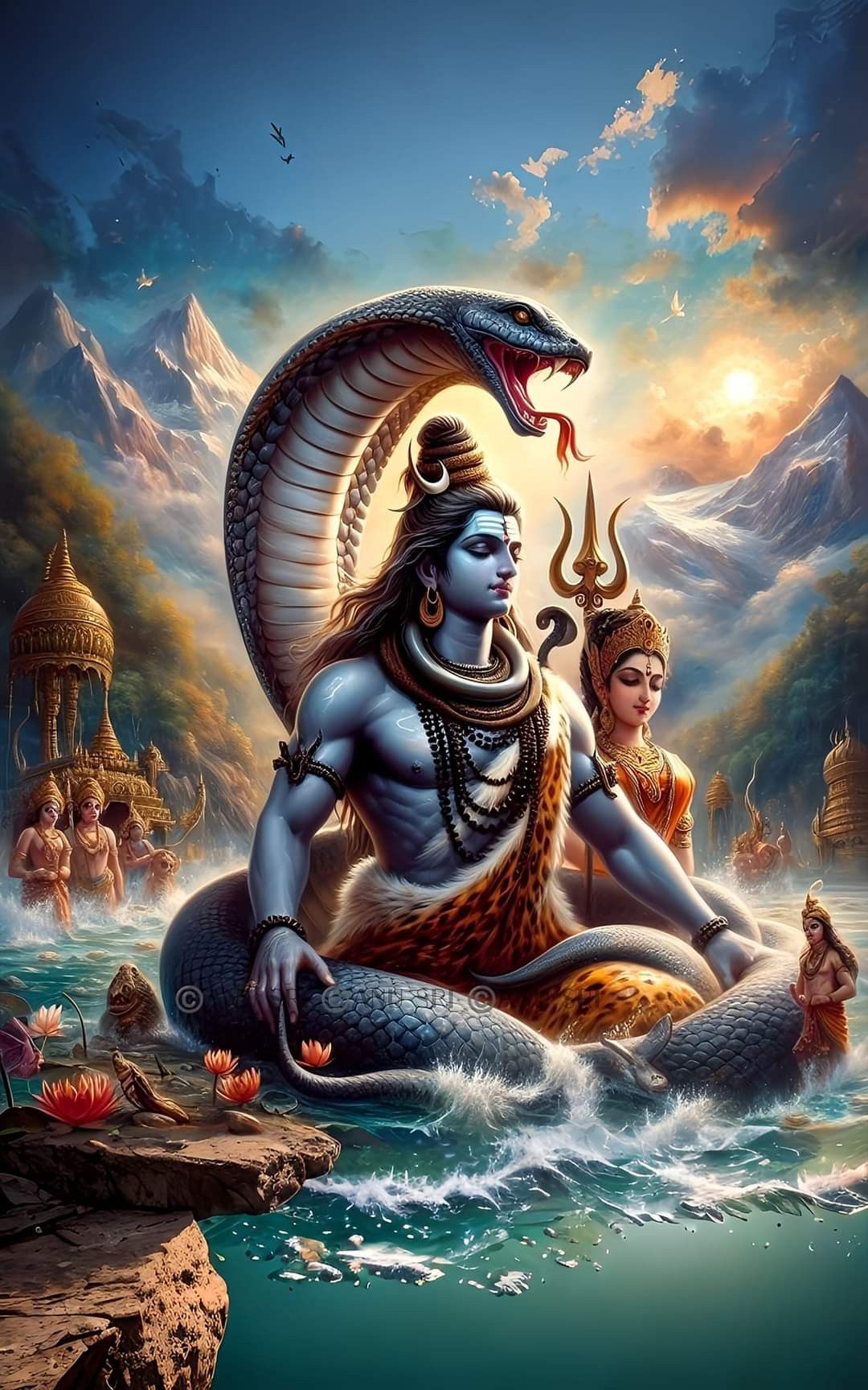 Lord Shiva with Parvati and Serpent