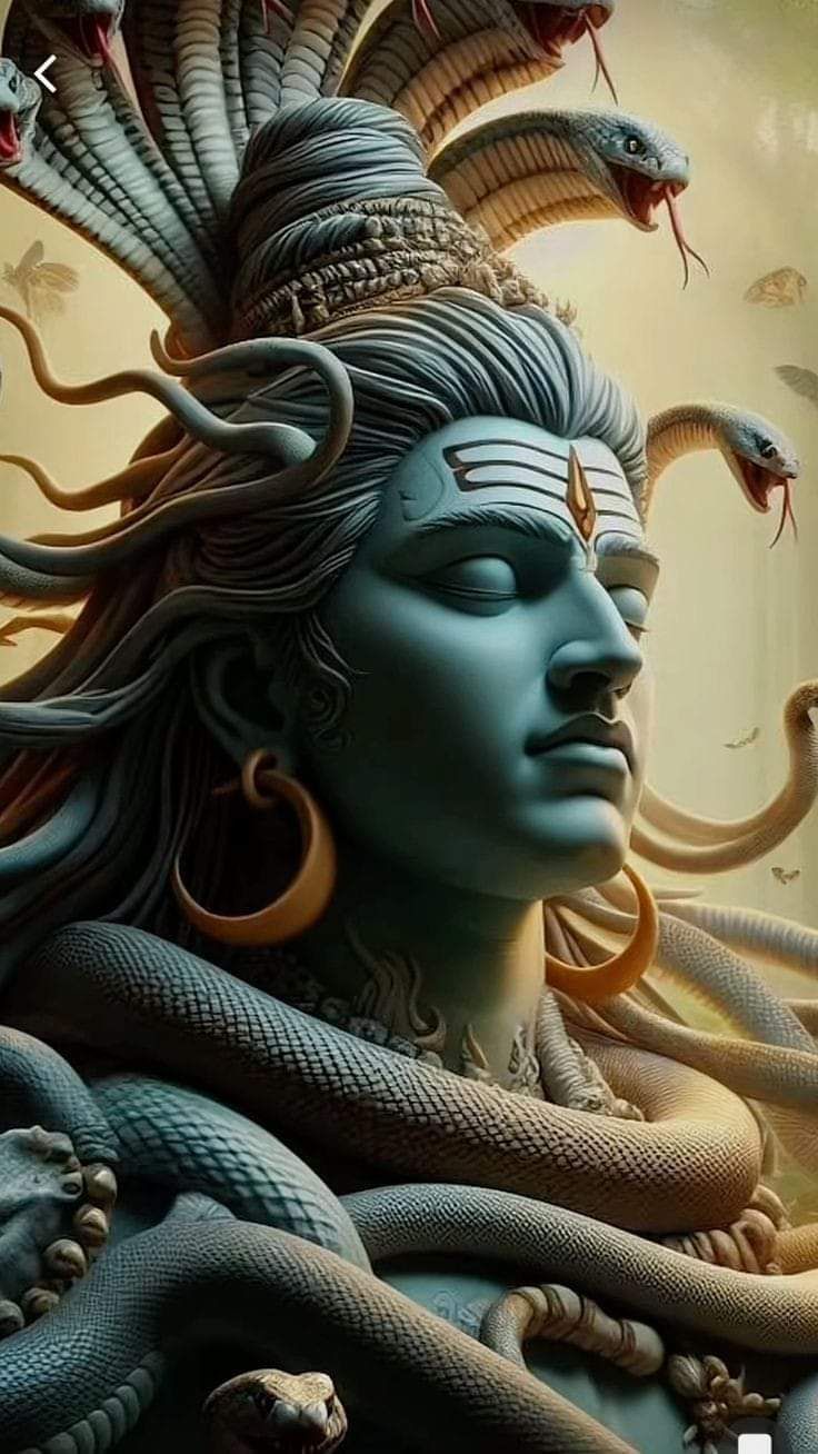 Shiva with serpents, divine countenance