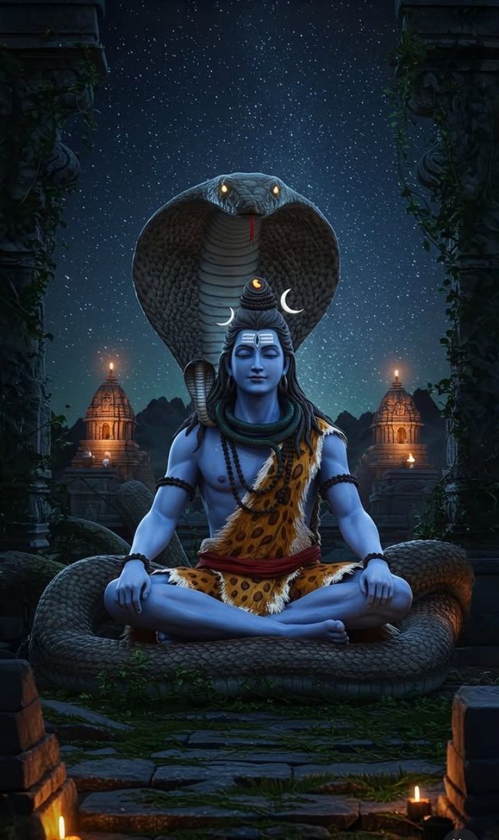 Shiva meditating with serpent hood
