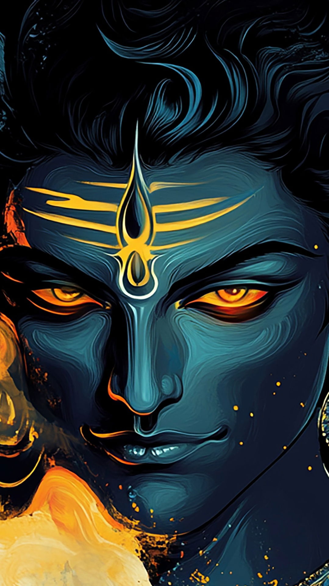 Intense portrait of Lord Shiva\'s face