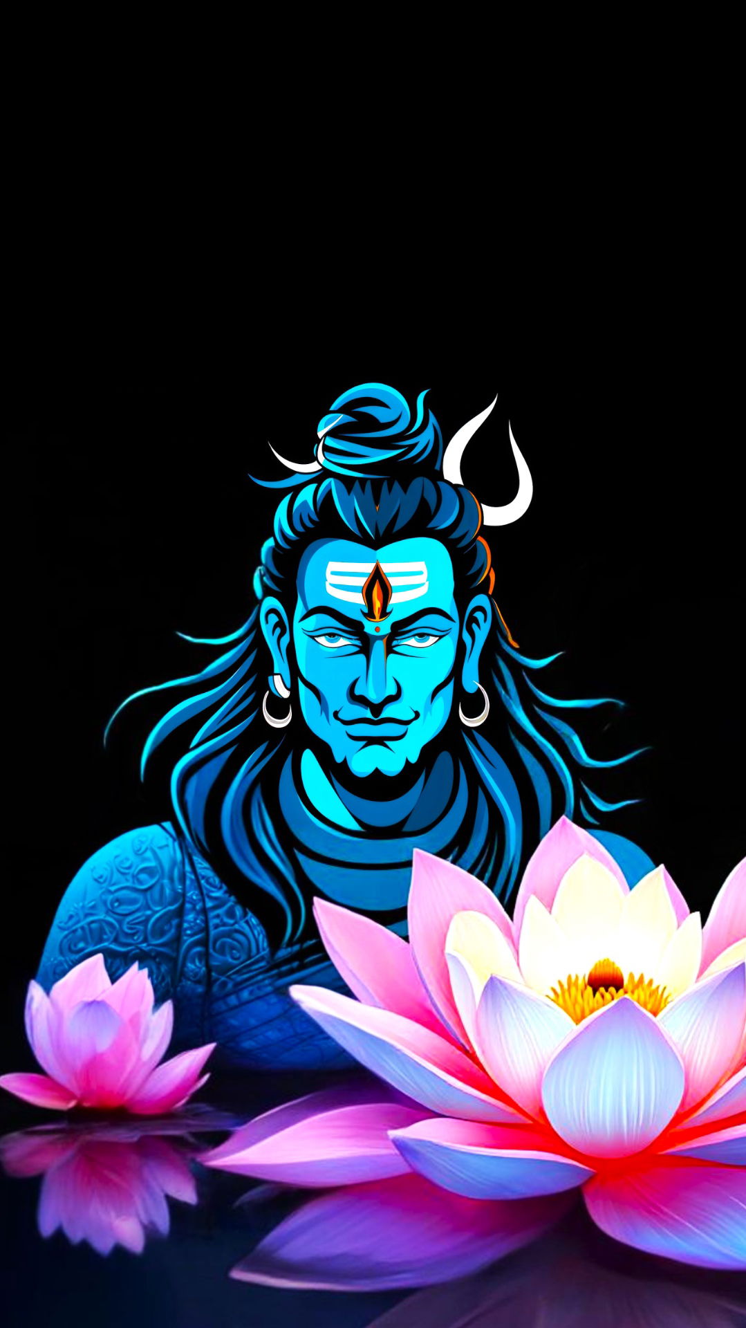 Lord Shiva with lotus flowers portrait