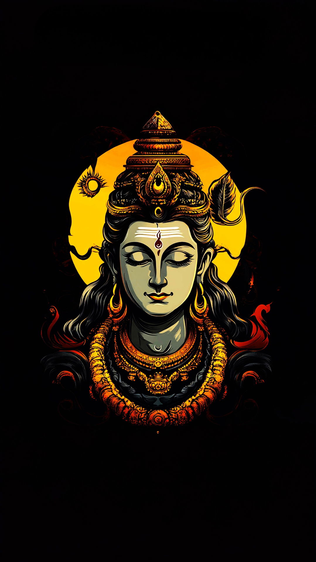 Meditating Shiva with golden halo