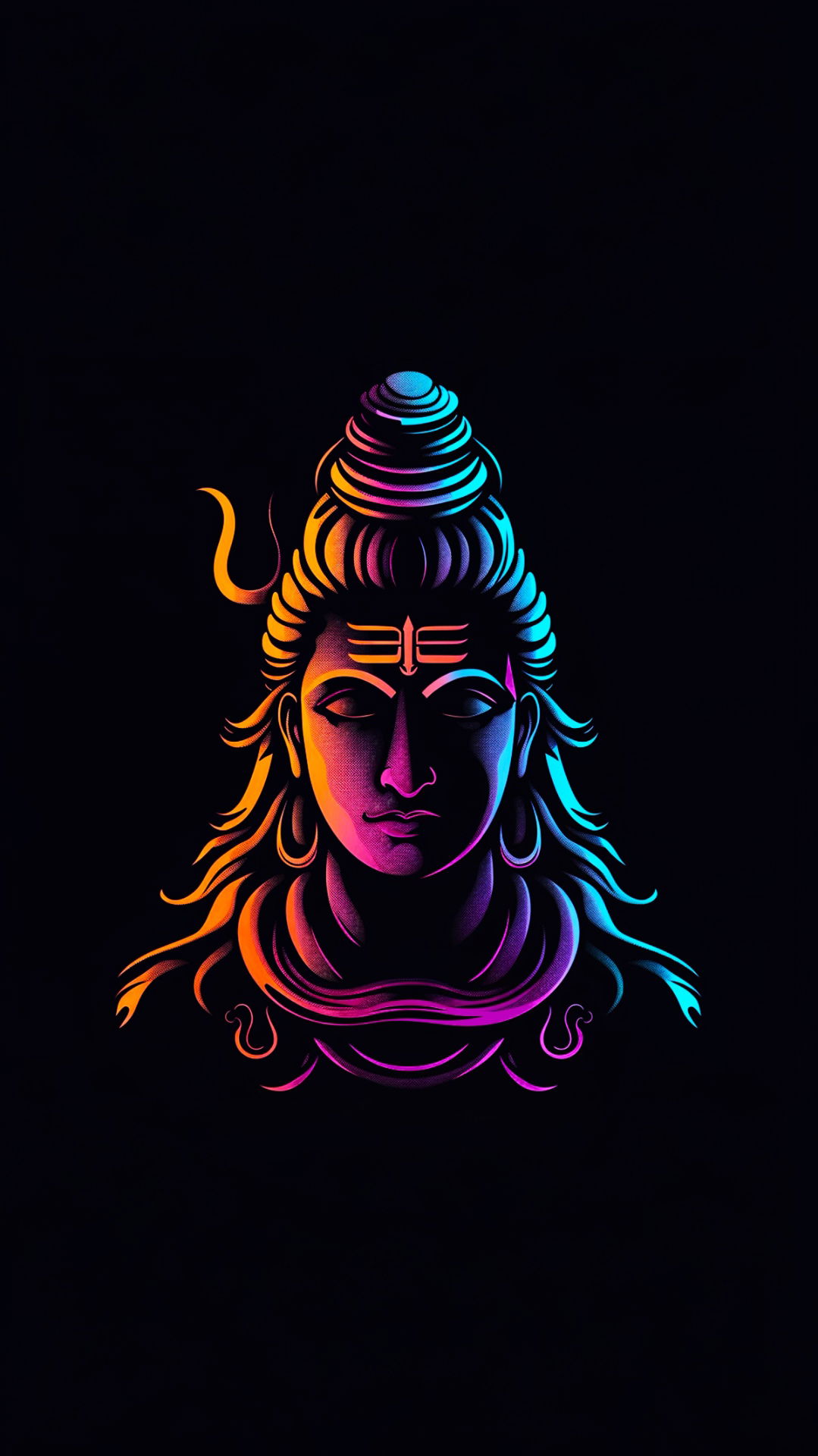 Colorful portrait of Lord Shiva.