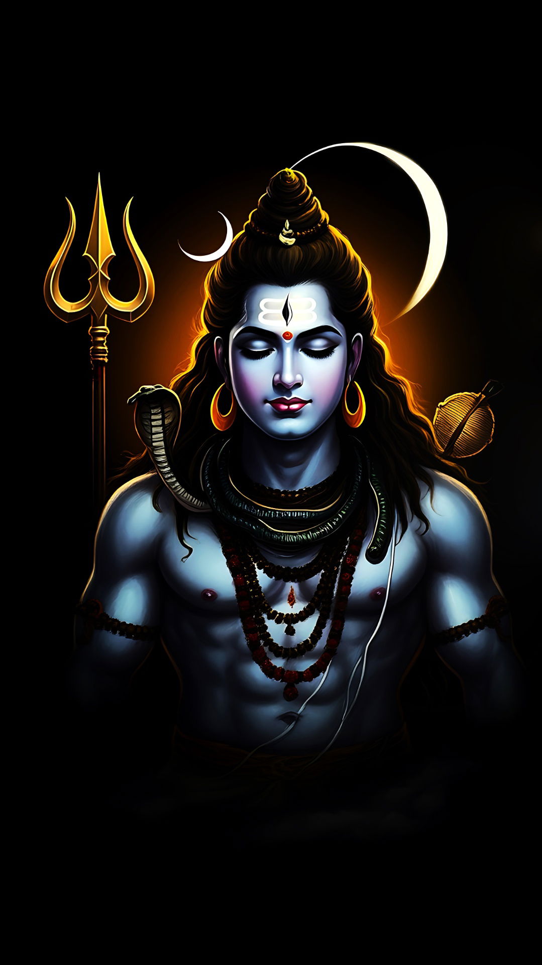 Meditating Shiva with Trishul and Moon
