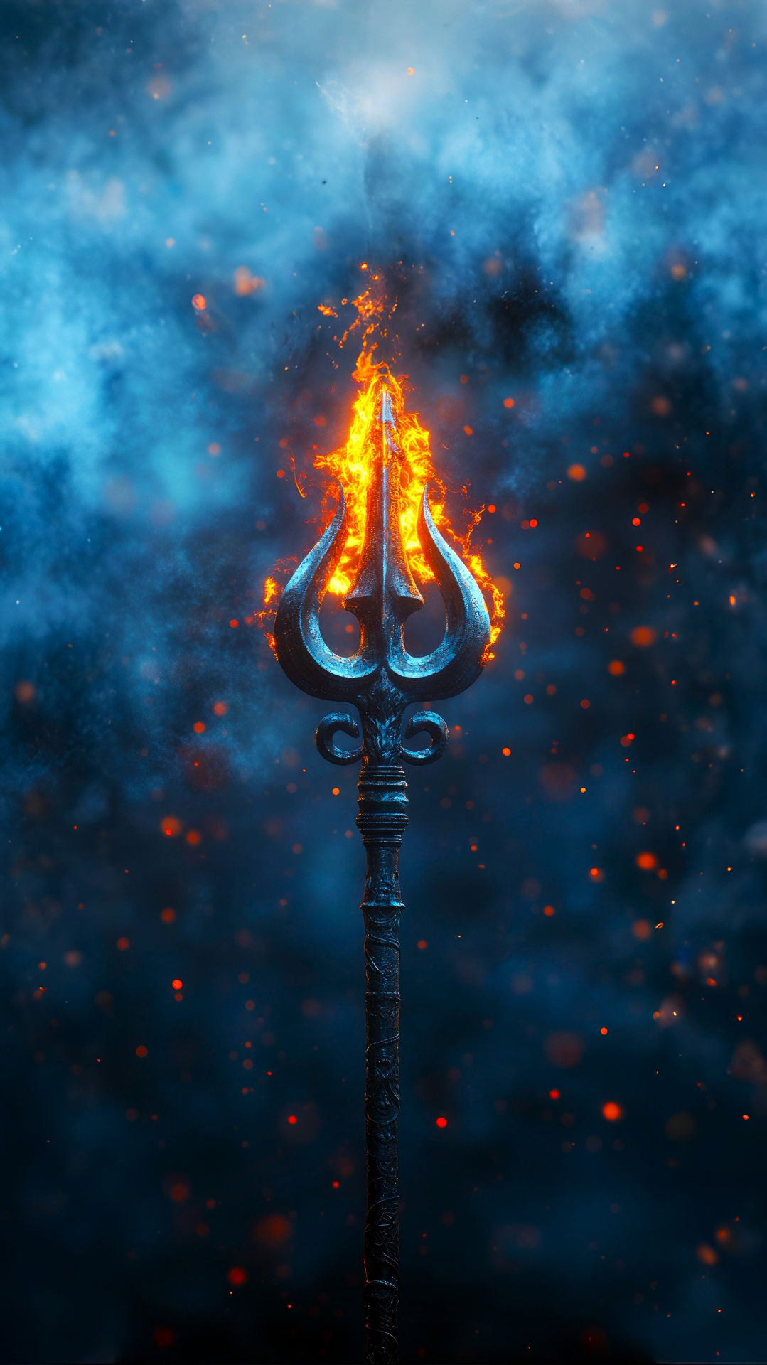 Flaming Shiva Trishul divine symbol