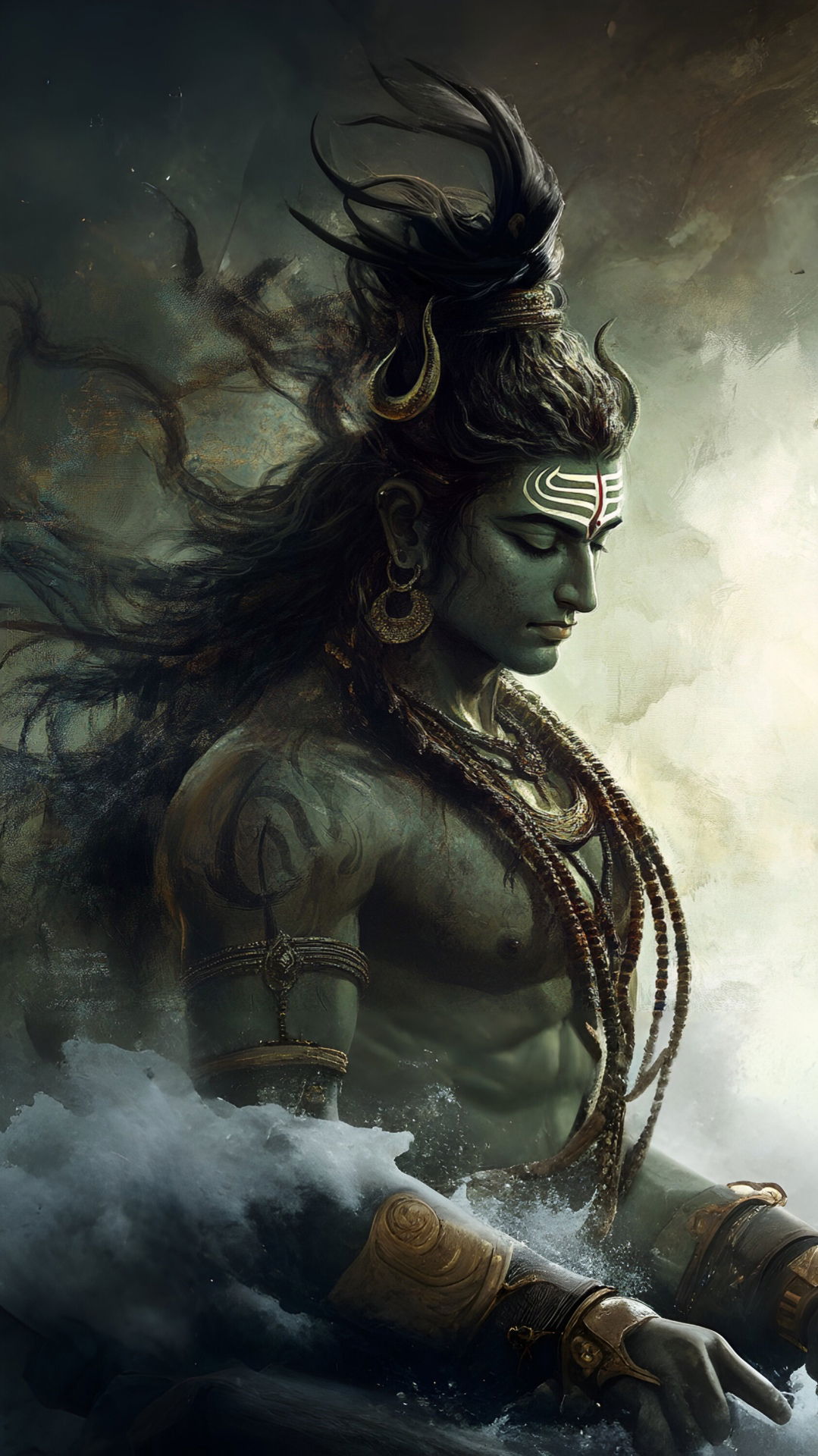Lord Shiva emerging from the ocean