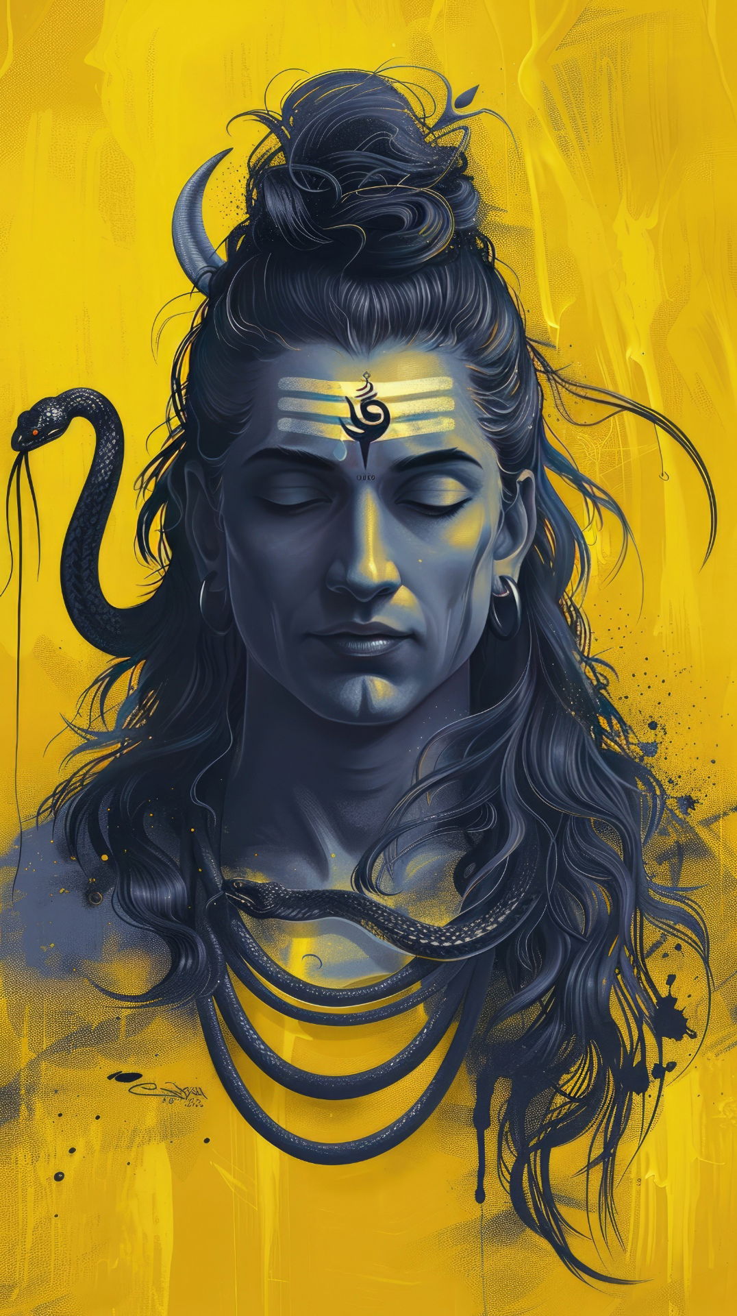 Meditating Lord Shiva portrait with serpent