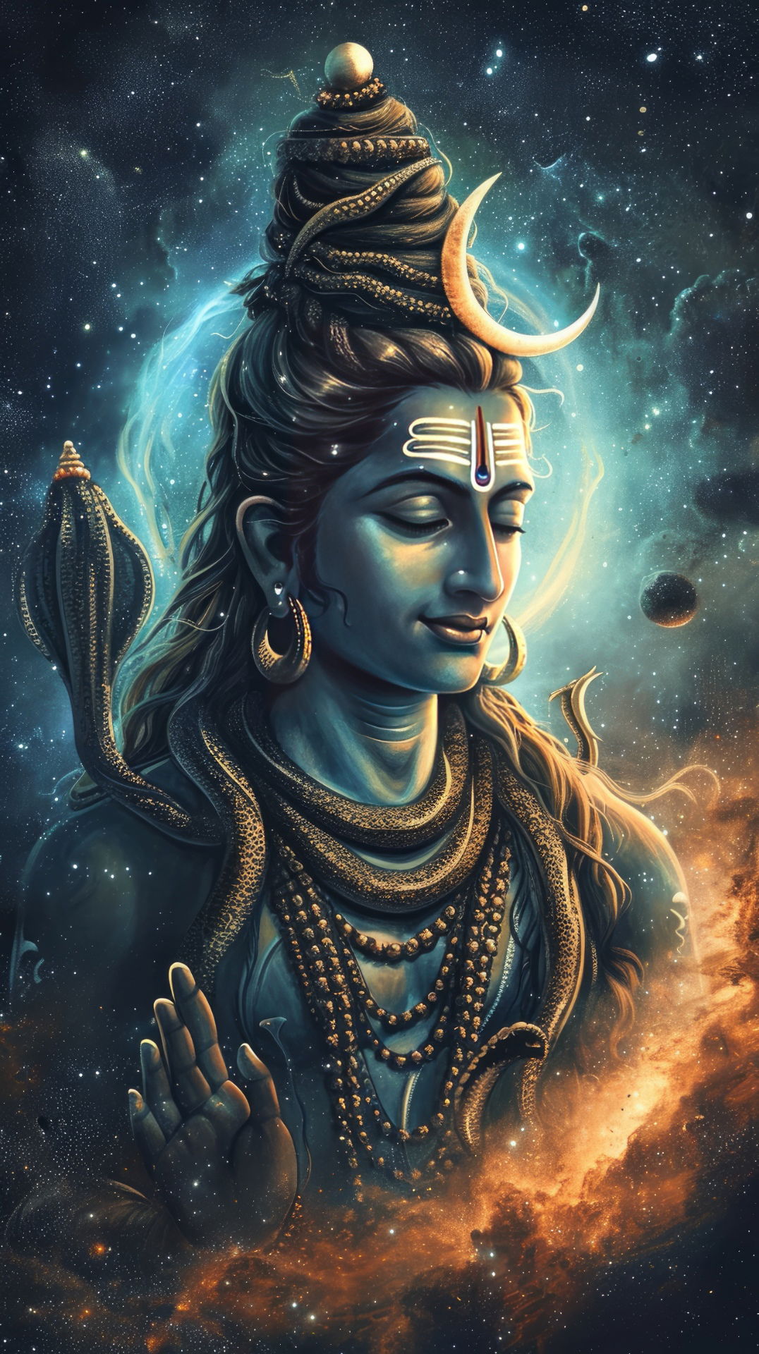 Lord Shiva in a cosmic galaxy