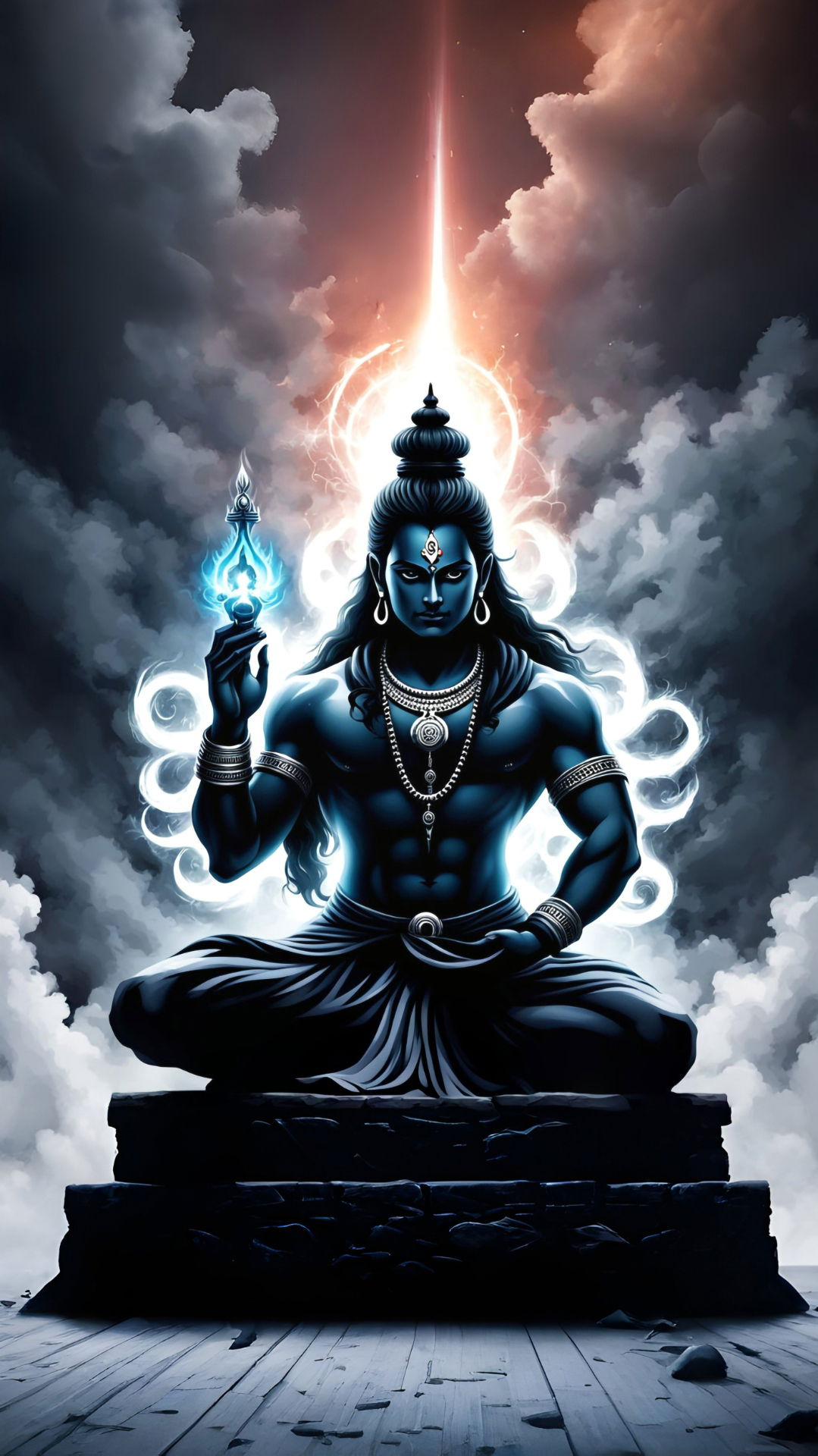 Meditating Shiva with Trishul, Cosmic Power