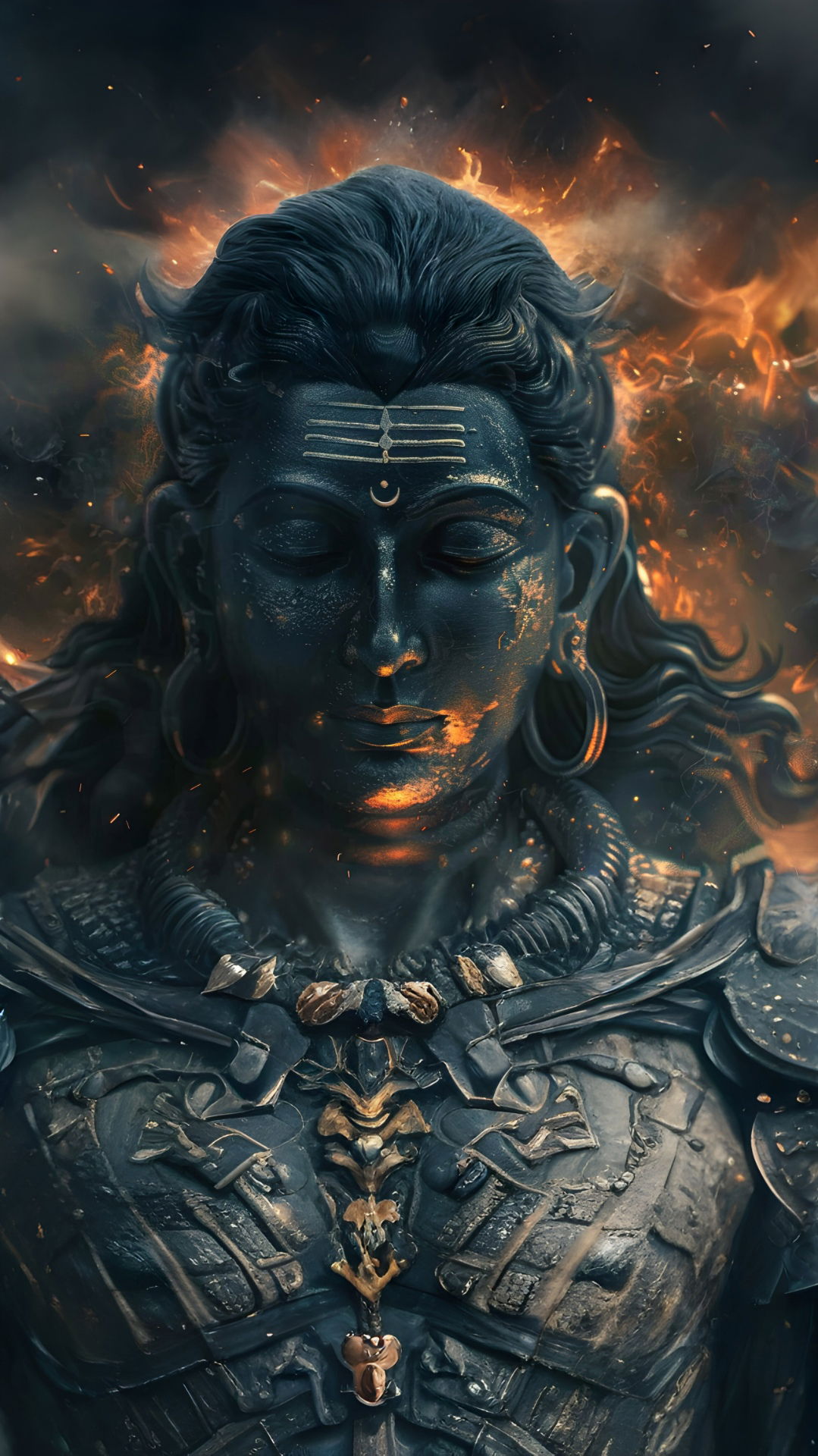 Lord Shiva engulfed in divine fire