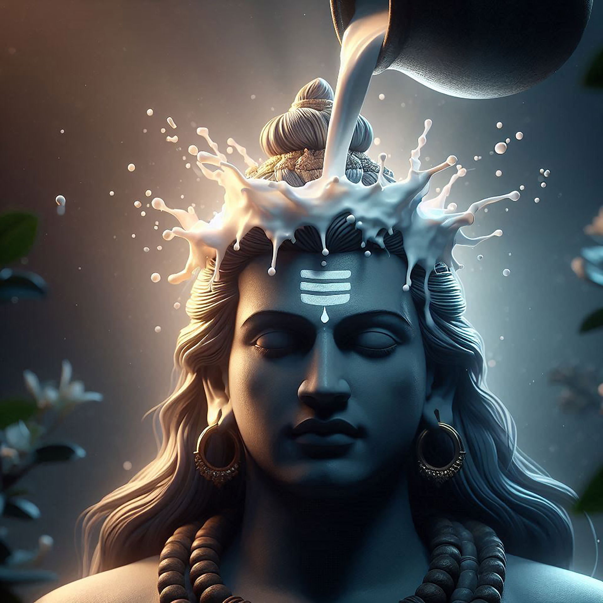 Lord Shiva receiving milk offering