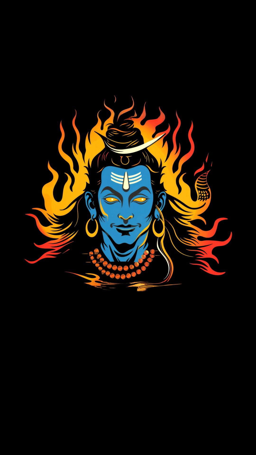 Lord Shiva with fiery halo portrait