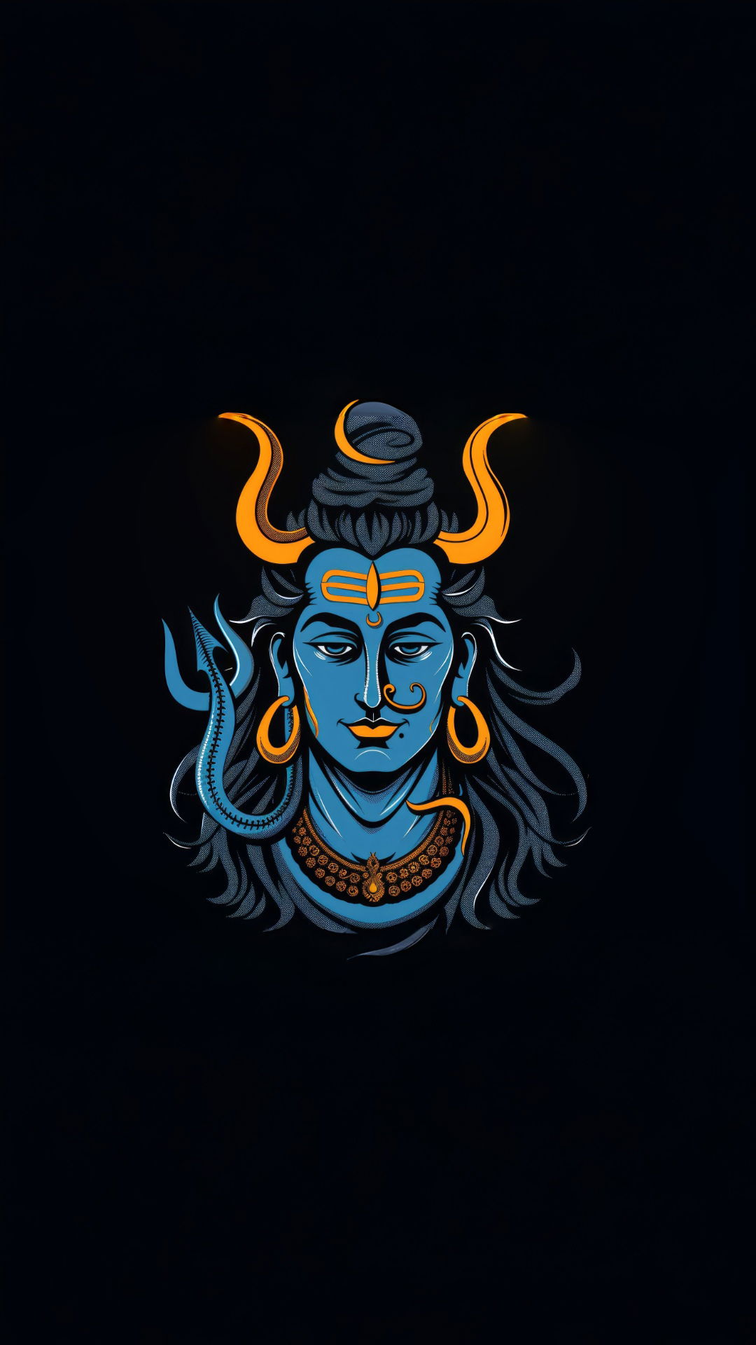 Blue-skinned Shiva with serpent and trishul
