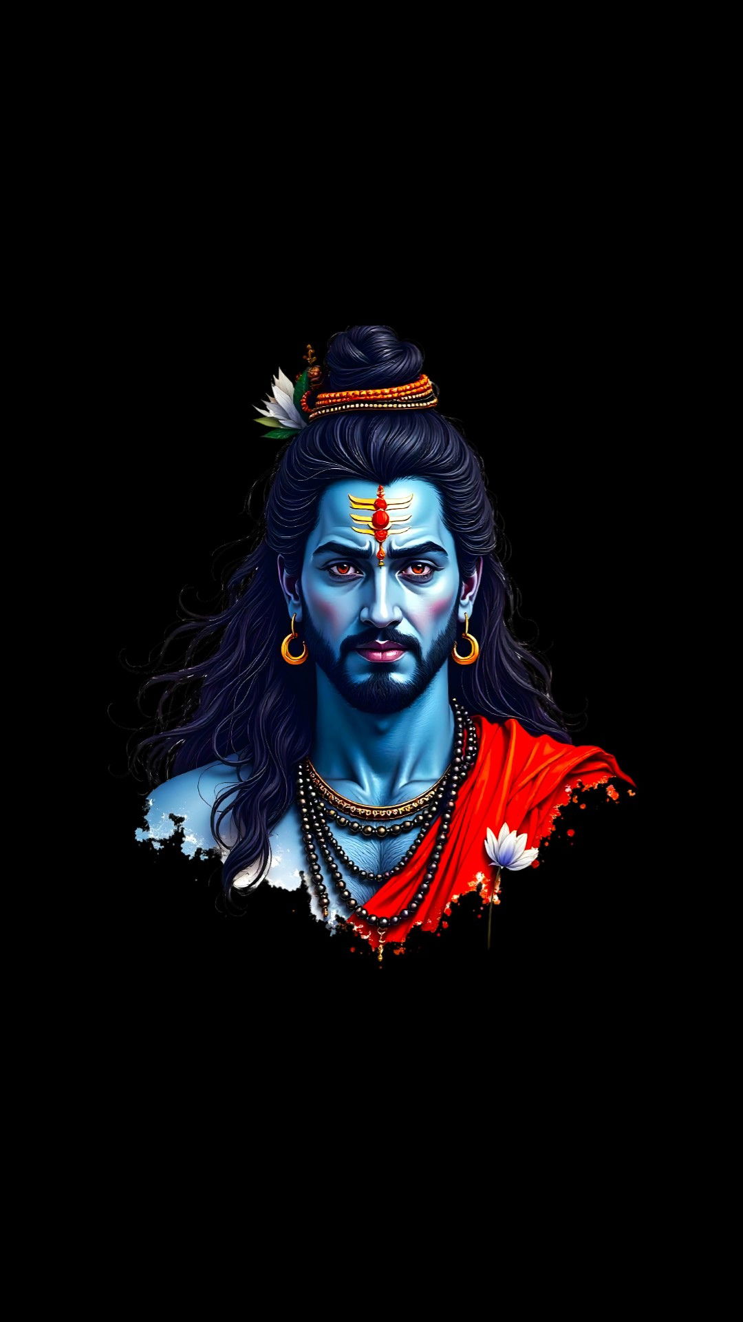 Lord Shiva portrait with blue skin