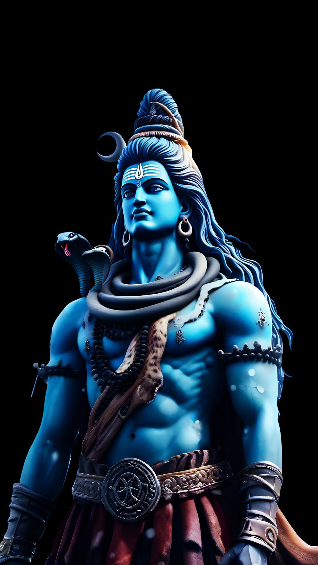 Blue-skinned Shiva with serpent and trident