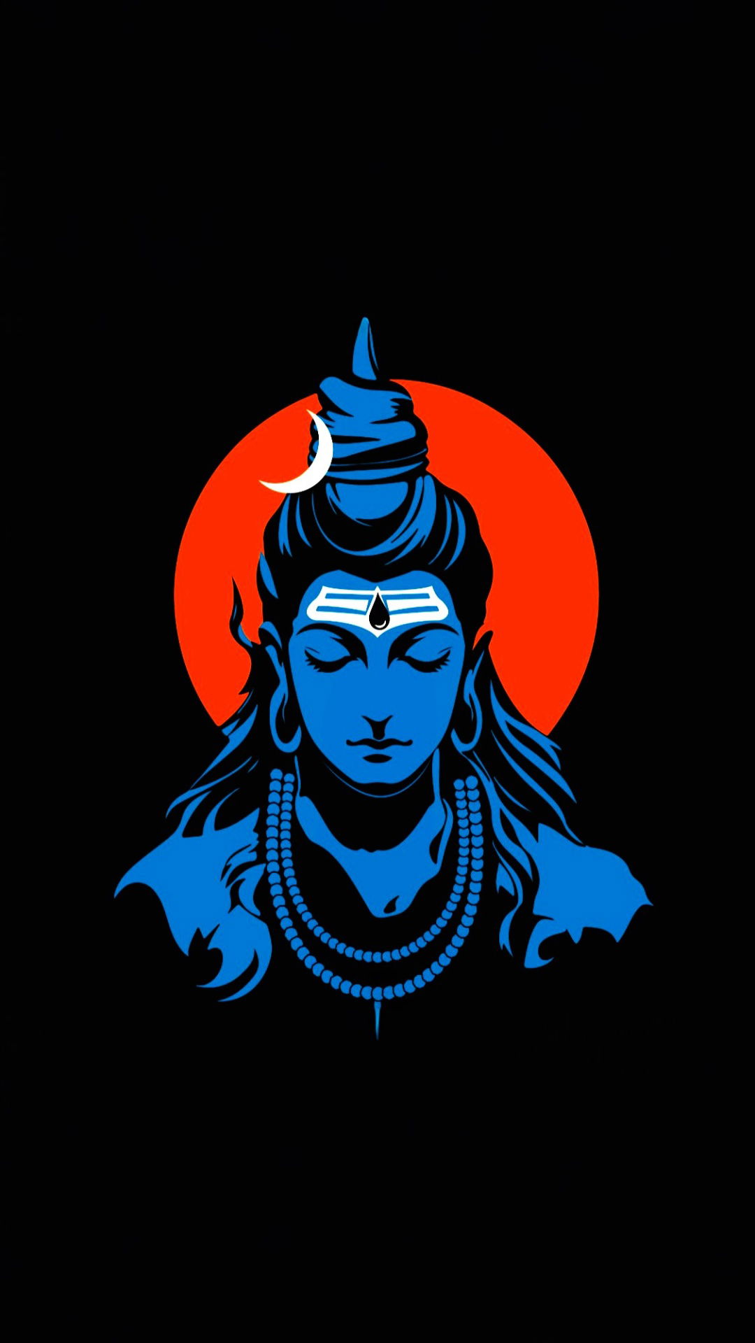 Blue Shiva with red halo portrait