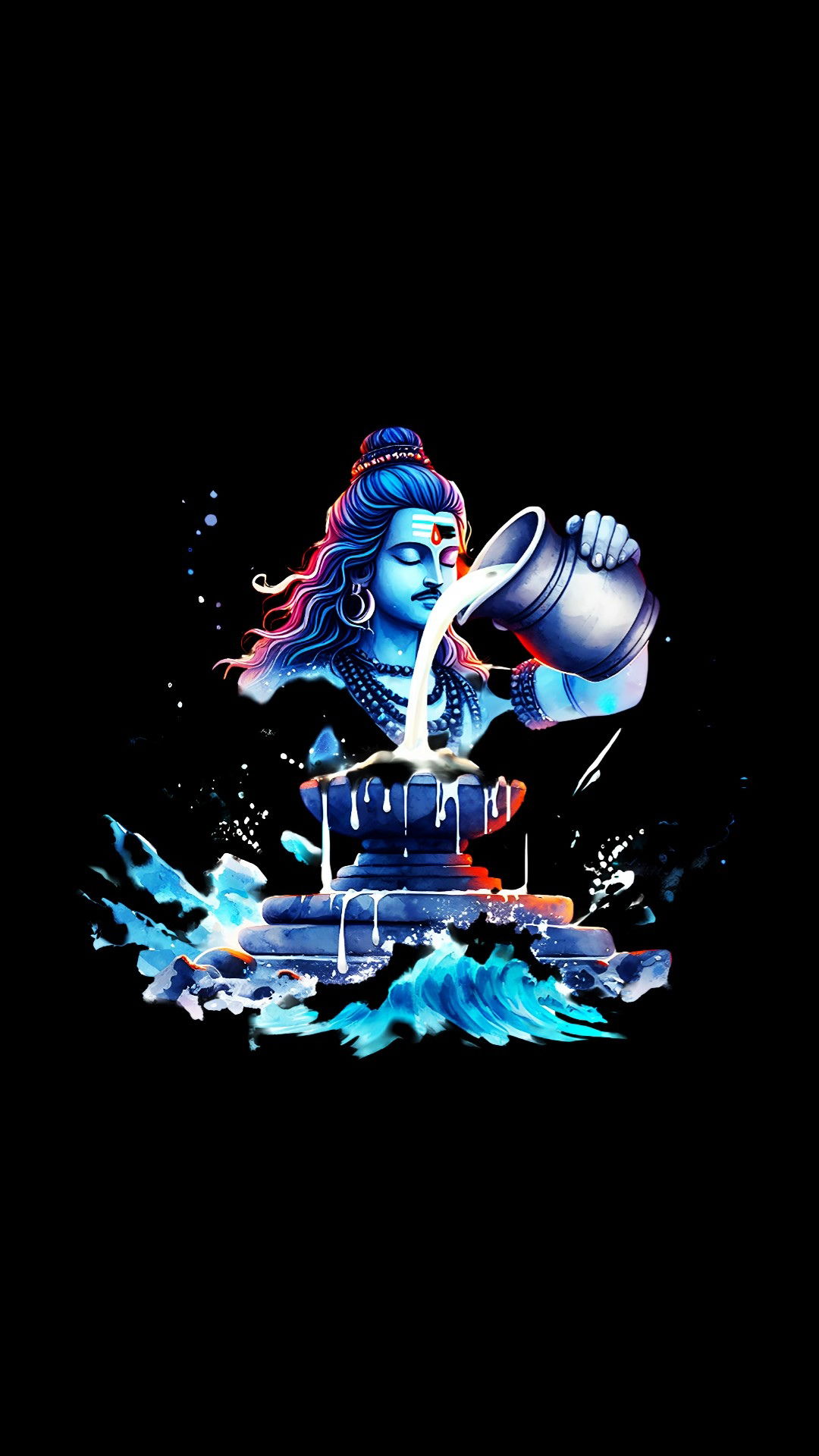 Lord Shiva performing milk abhishekam