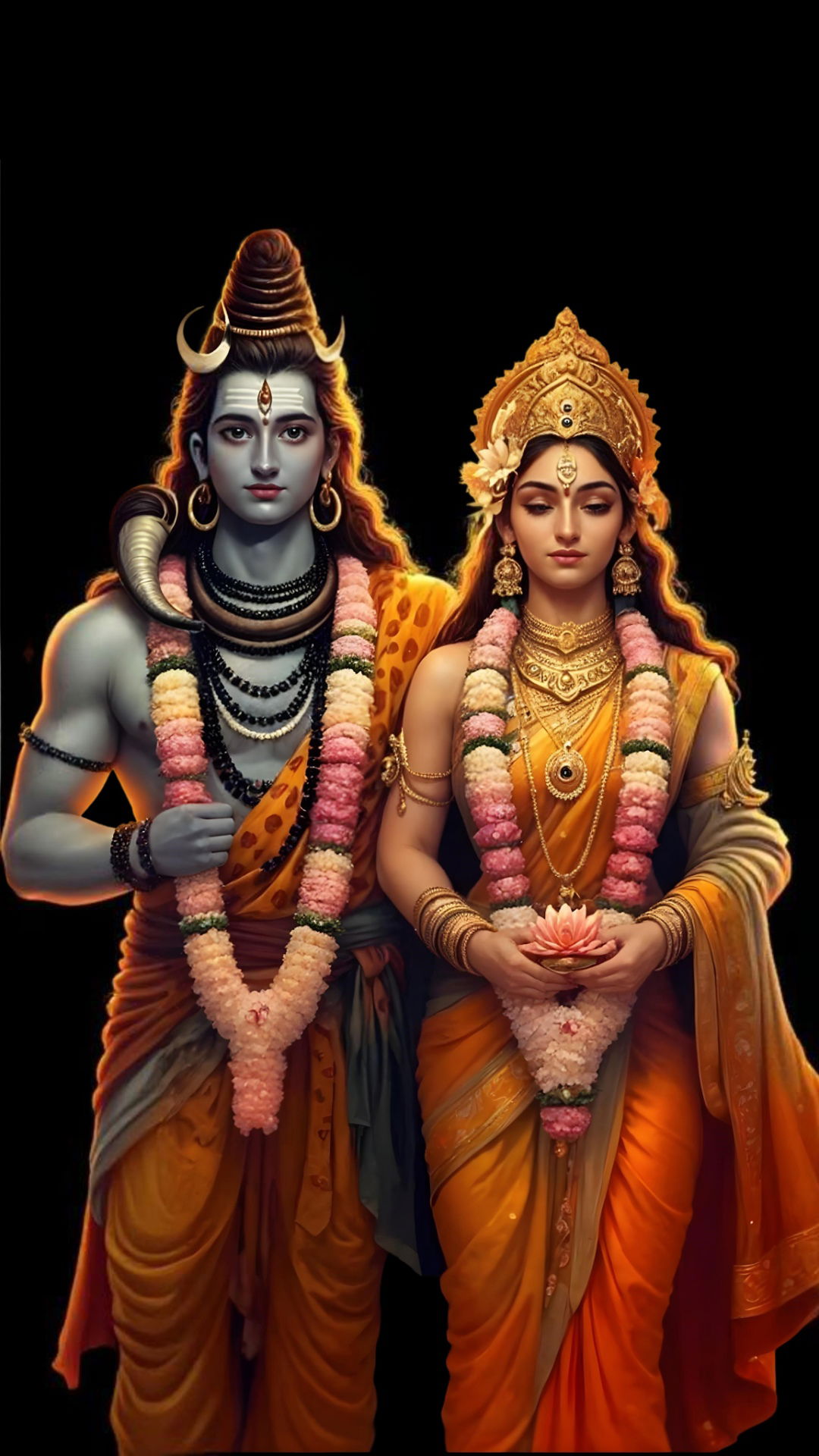 Shiva and Parvati divine portrait