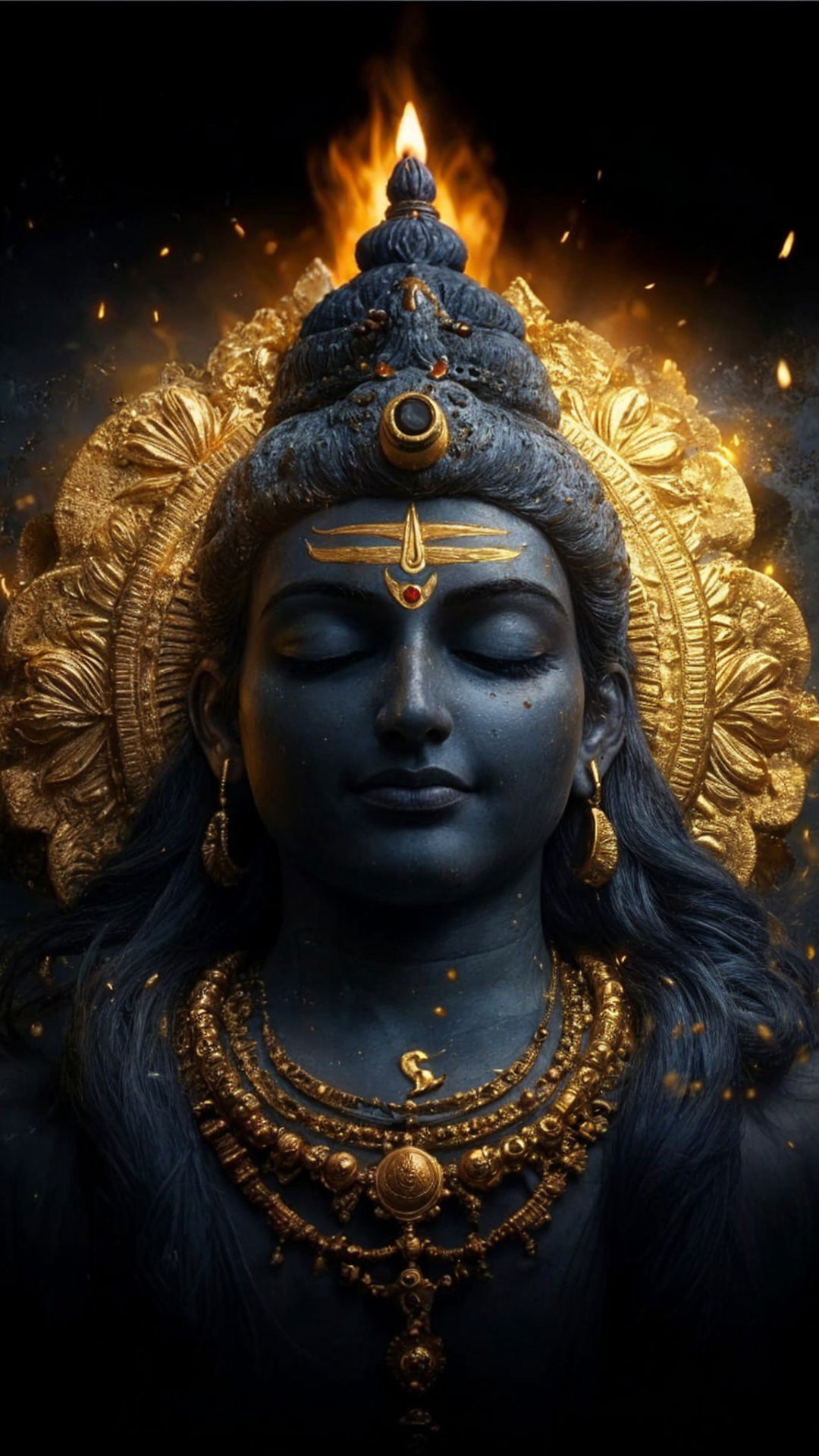 Peaceful portrait of Lord Shiva meditating
