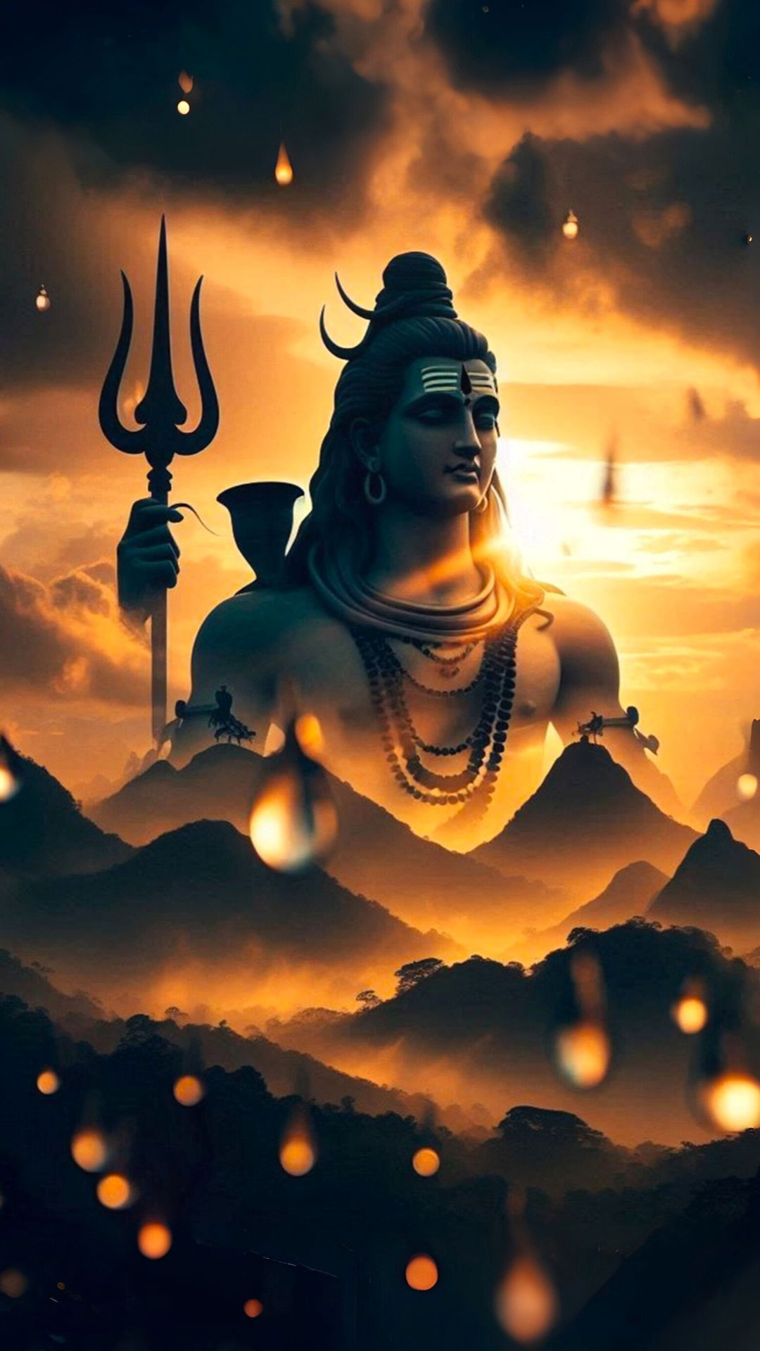 Lord Shiva amidst golden sunset.