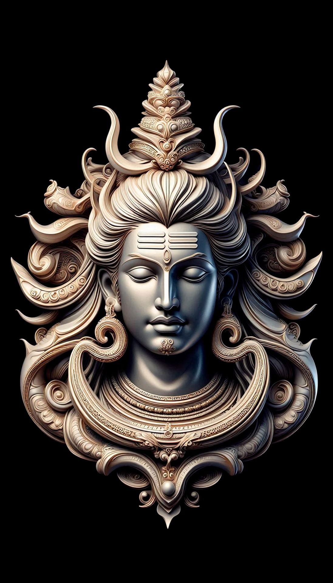 Serene depiction of Lord Shiva\'s face.