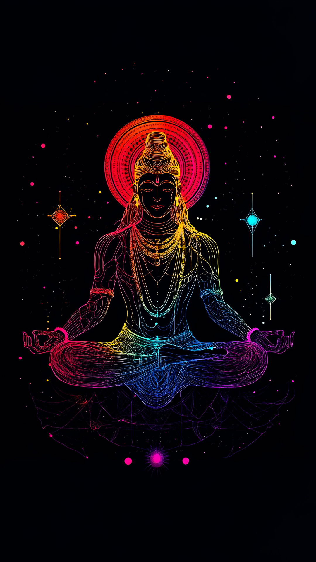 Meditating Shiva in cosmic aura