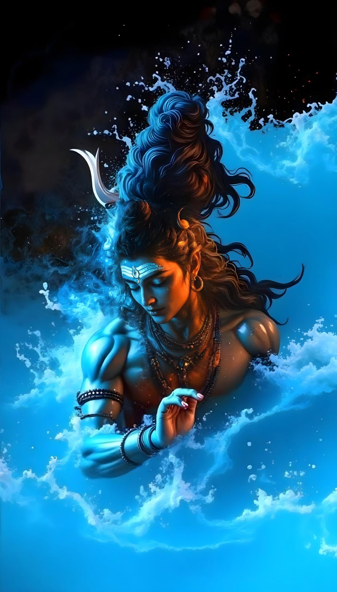 Lord Shiva emerging from cosmic waters