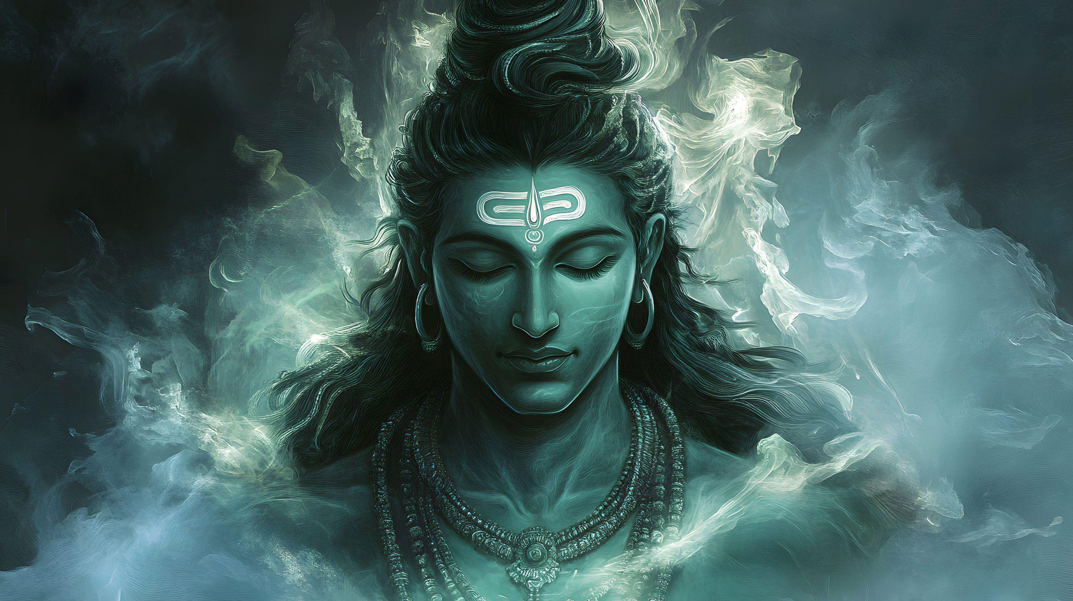 Meditating Shiva with third eye open