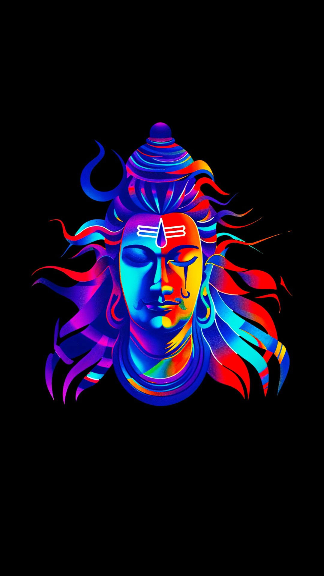 Vibrant abstract Lord Shiva face