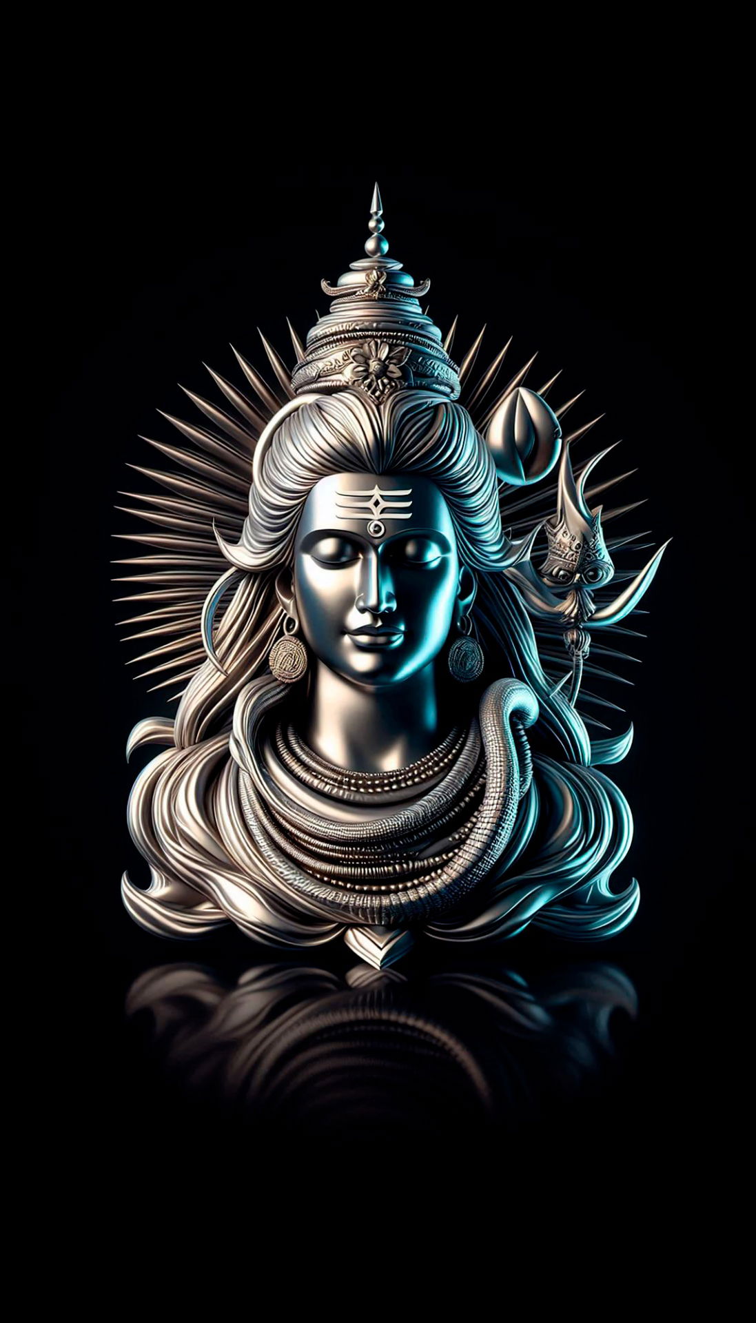 Lord Shiva serene silver portrait