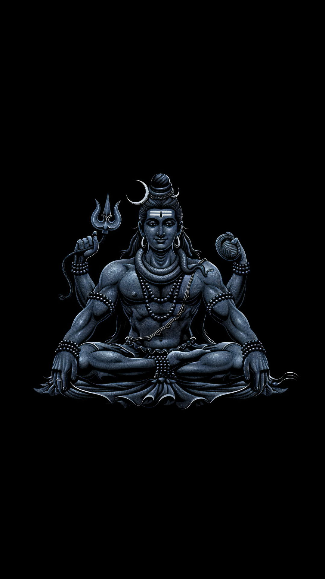 Meditating Shiva, divine black wallpaper