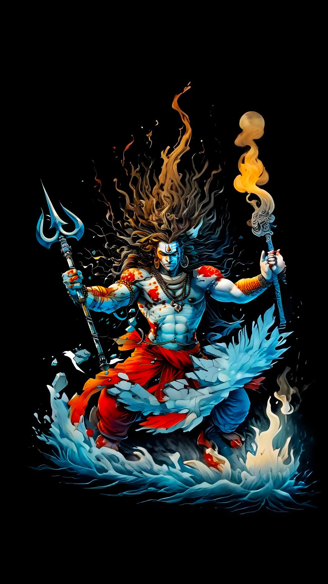 Lord Shiva emerging from cosmic waters