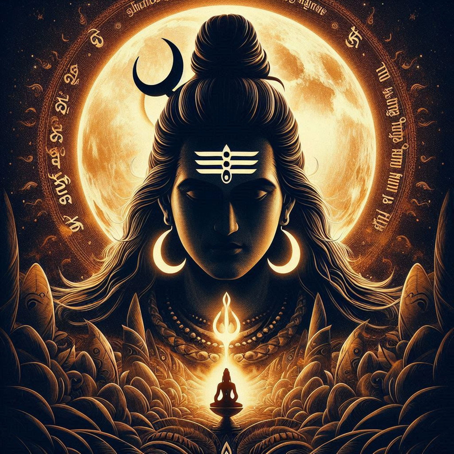 Powerful Shiva wallpaper with crescent moon