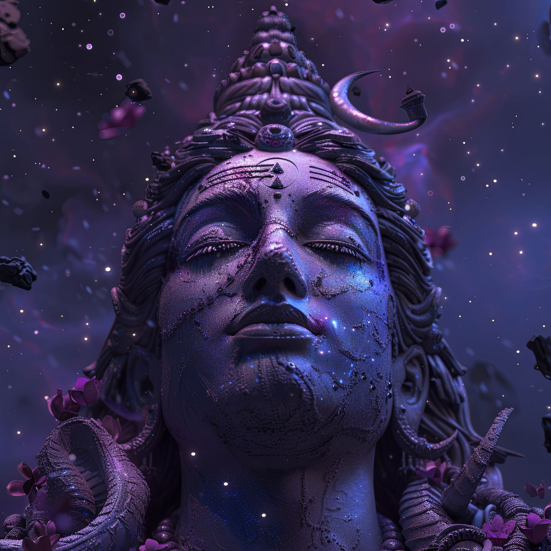 Lord Shiva immersed in the cosmos