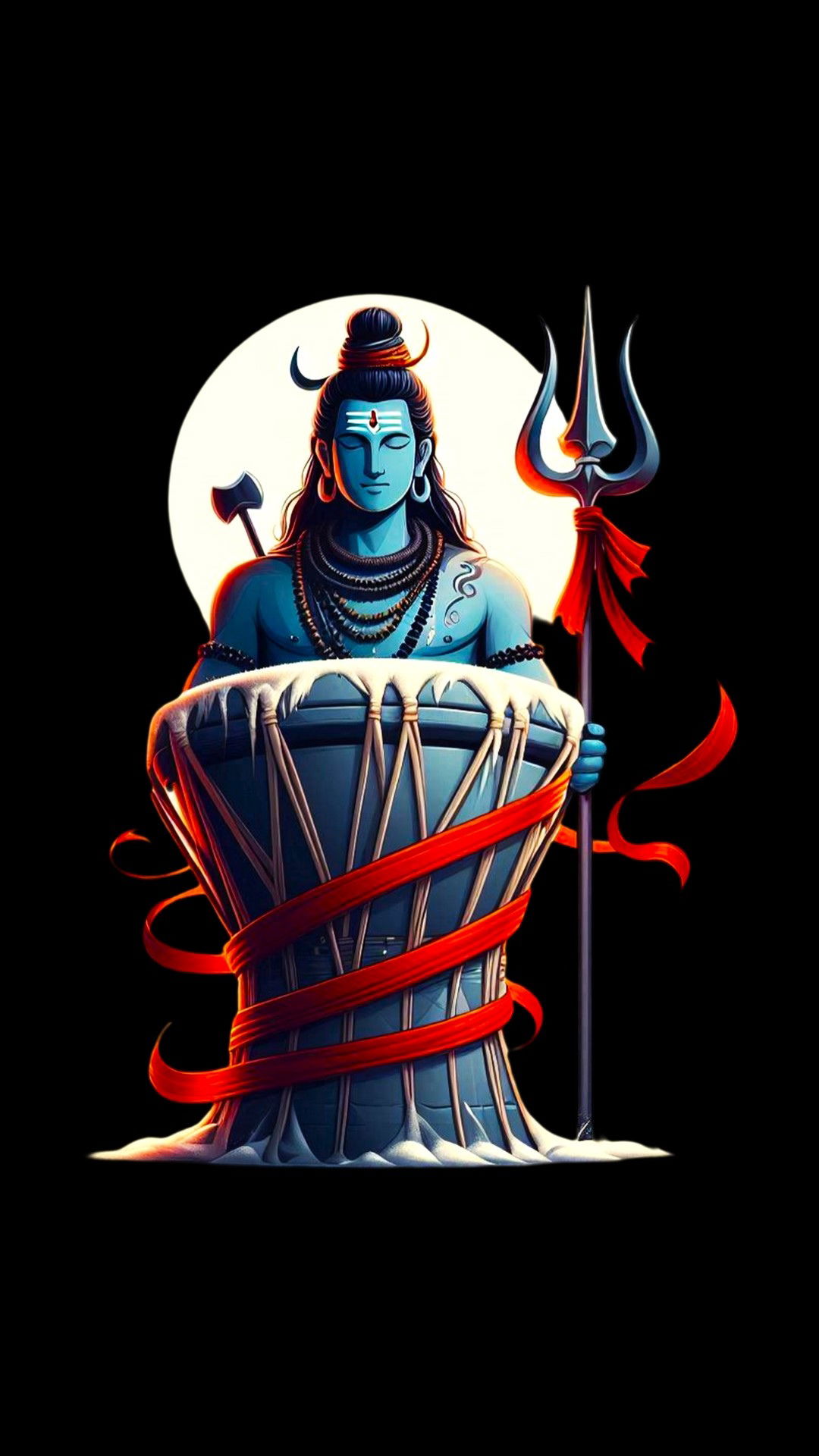 Lord Shiva playing the damru drum