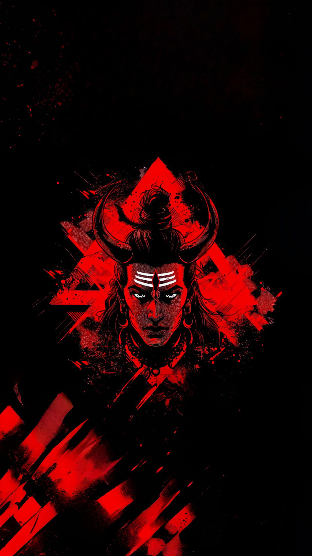 Intense Shiva portrait with red accents