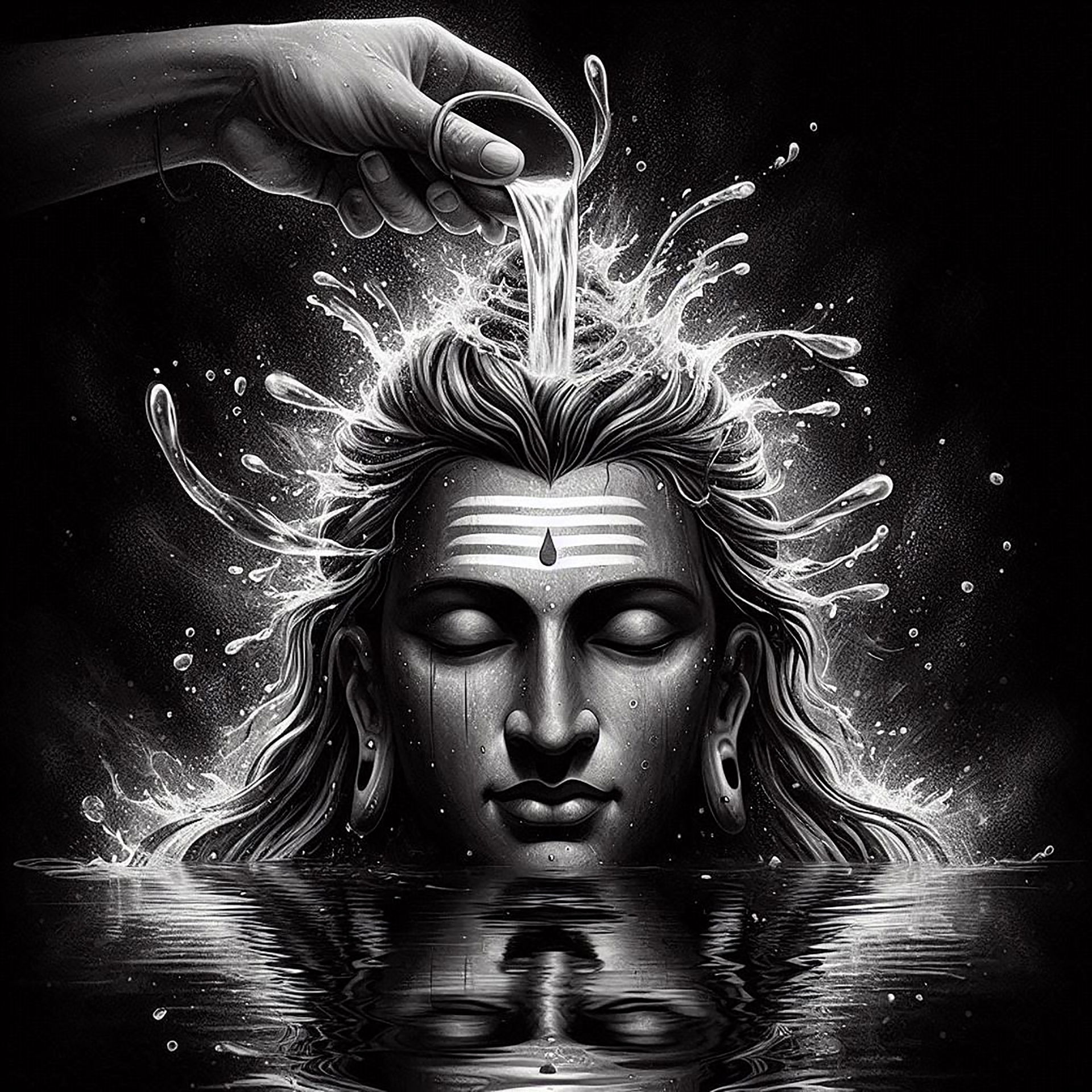 Shiva with Ganges flowing from his hair.