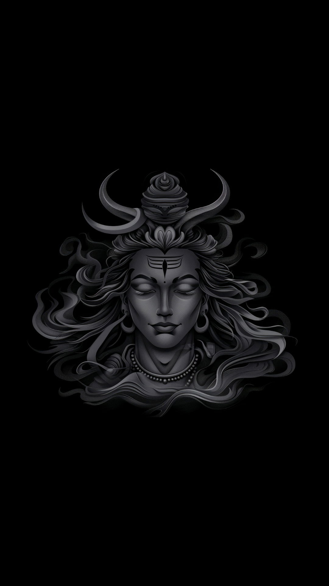 Lord Shiva serene face black background