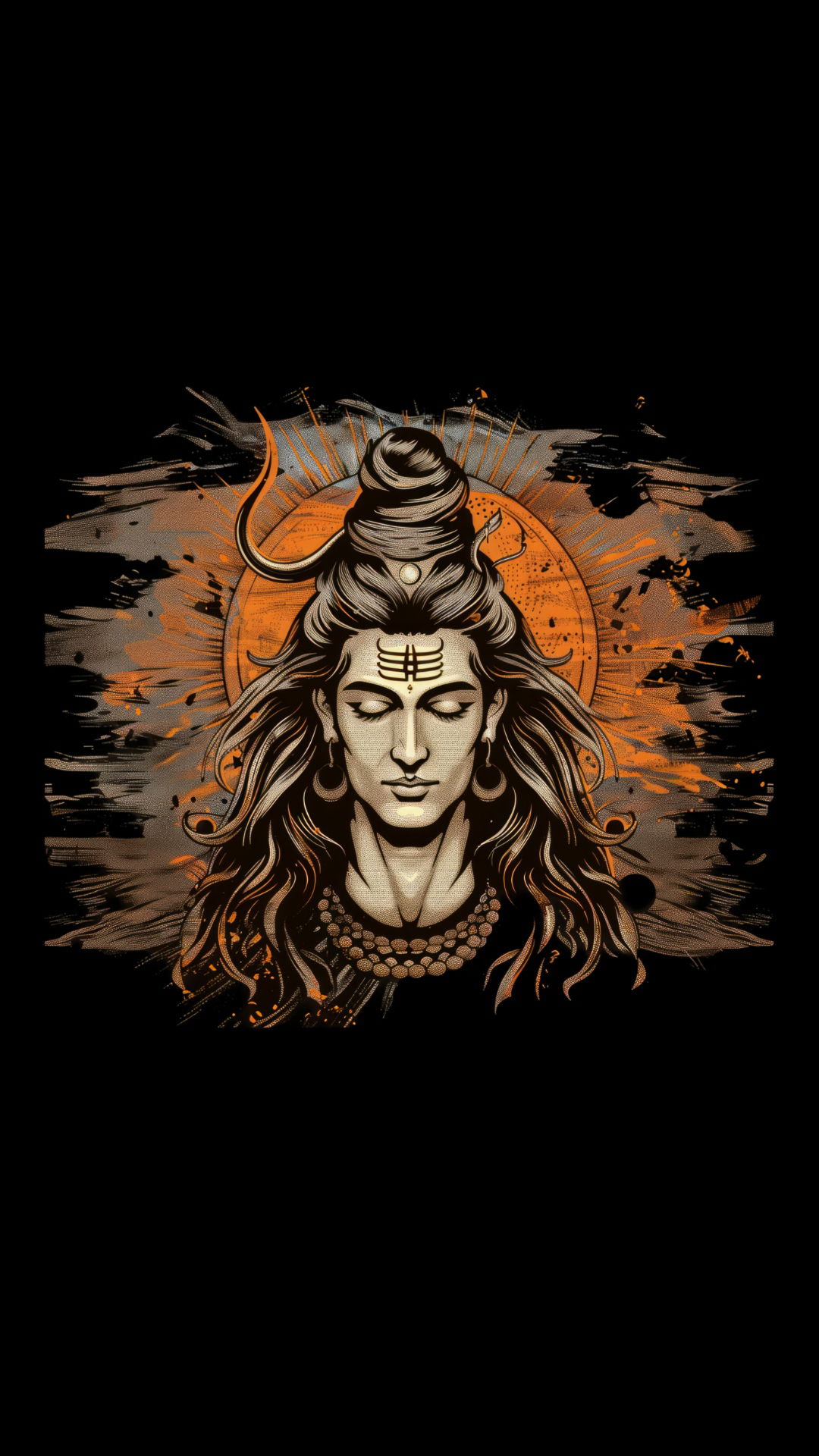 Meditating Shiva with cosmic background