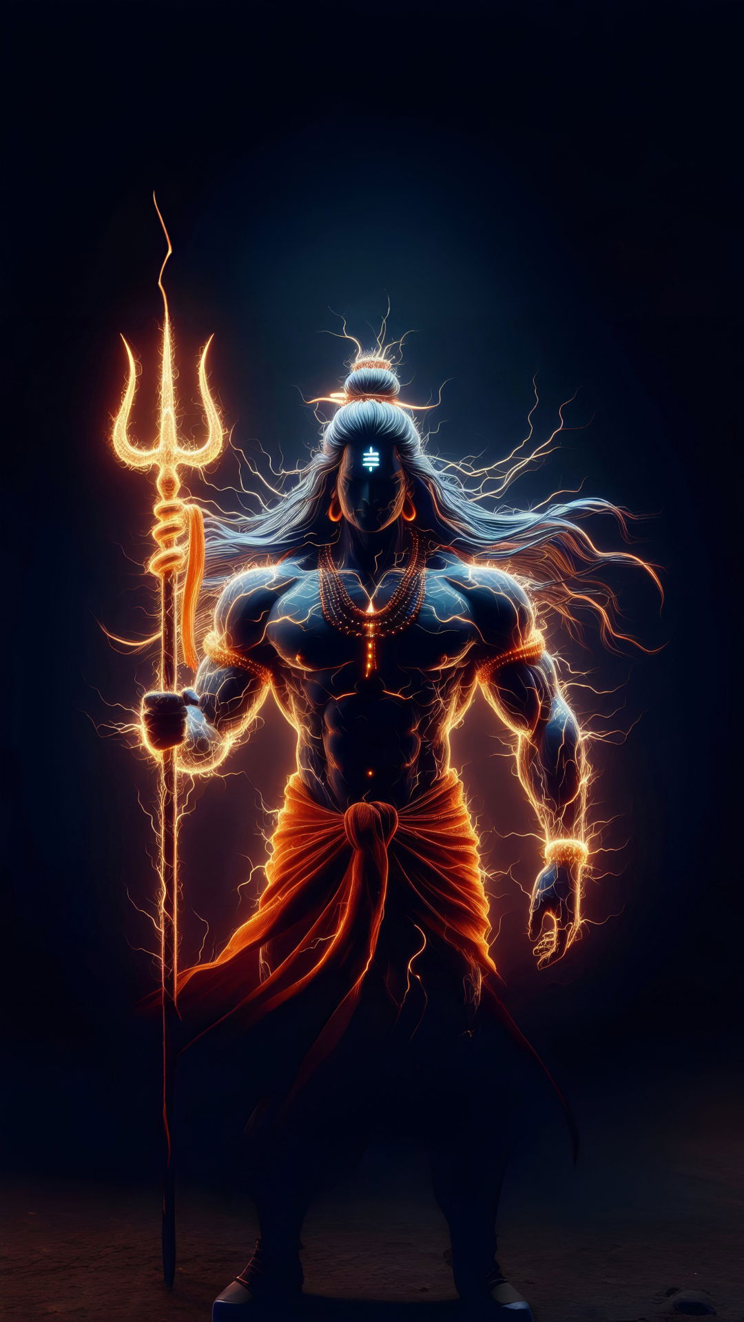 Powerful Shiva with Trishul and energy